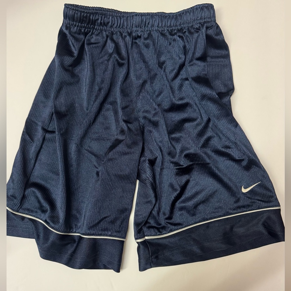 Nike Navy ribbed Basketball Shorts with White Drawstring